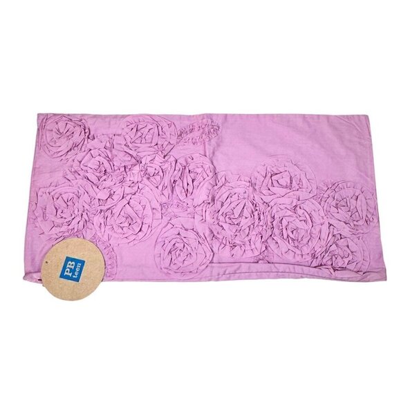 Pottery Barn PBTeen Lumbar Pillow Cover 2PCs Set Lilac Pink Roses Floral Ruffles - Picture 2 of 8